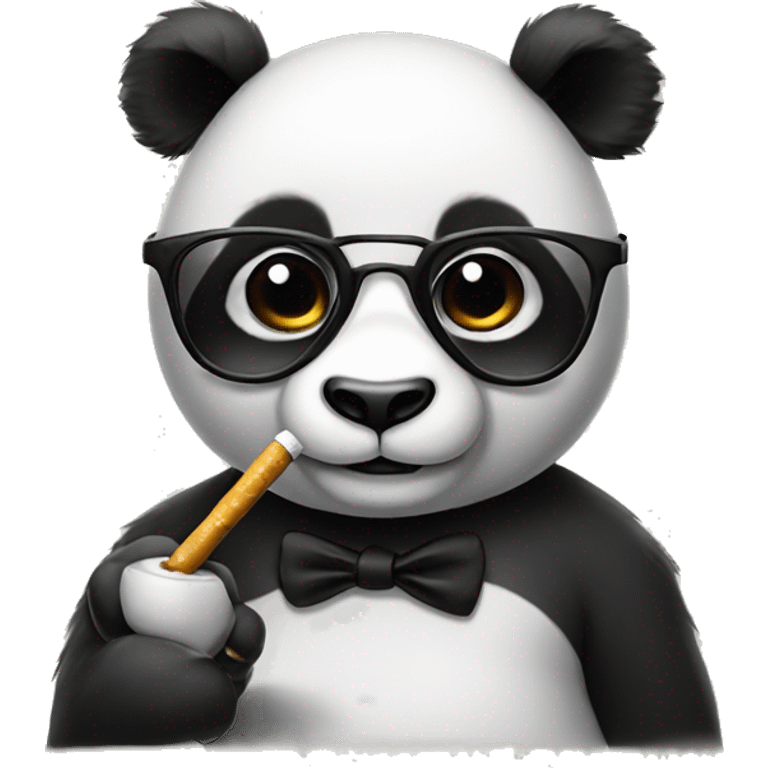 panda wearing glasses and smoking cigarette emoji