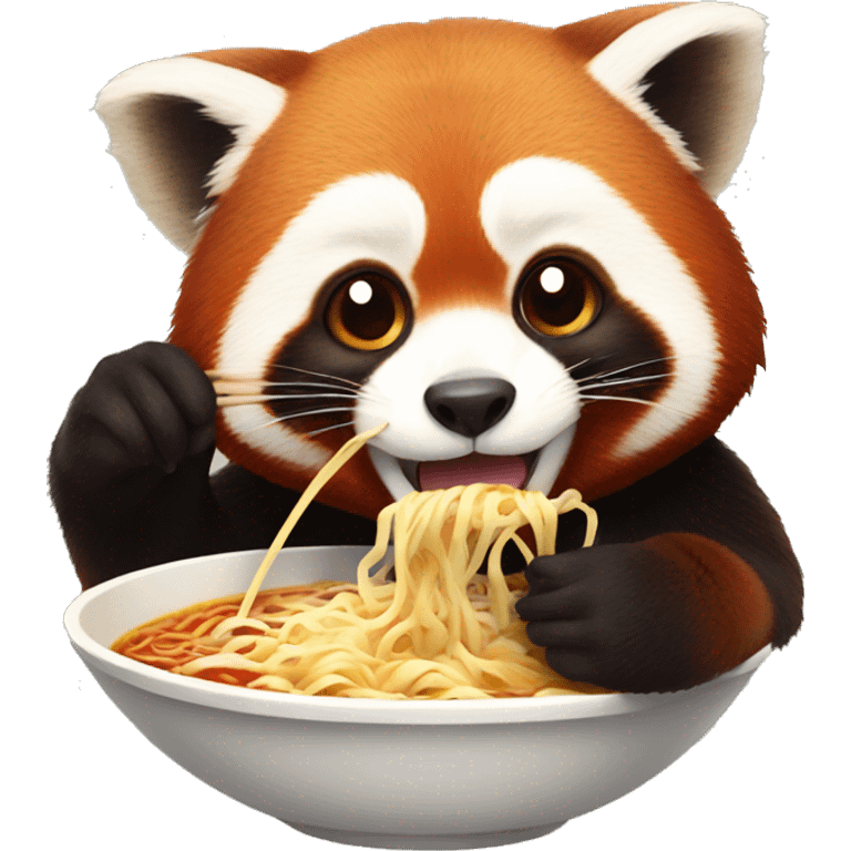 a red panda eating ramen emoji