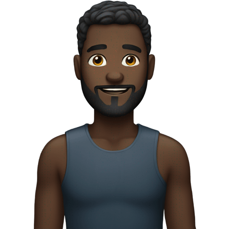 Handsome deep dark skin man with beard and fade emoji