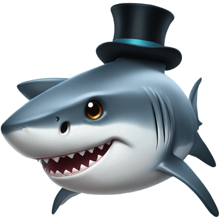 Shark with a top hat emoji