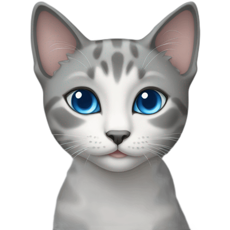 gray female cat blue eyes emoji