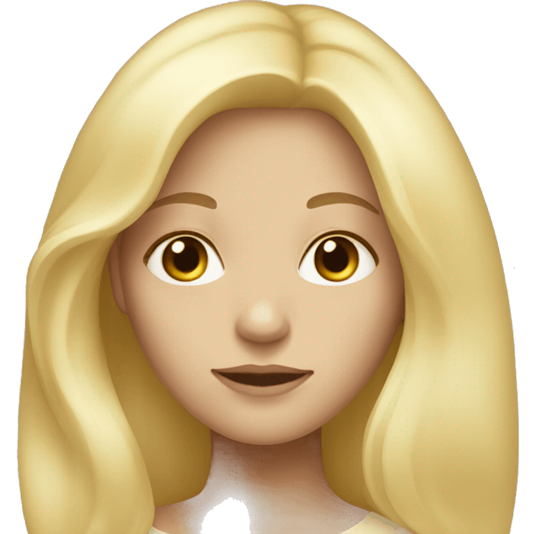 White woman with light yellow long hair, very light skin, smaller eyes emoji