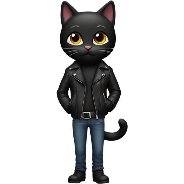 black skinny cat leather jacket emoji