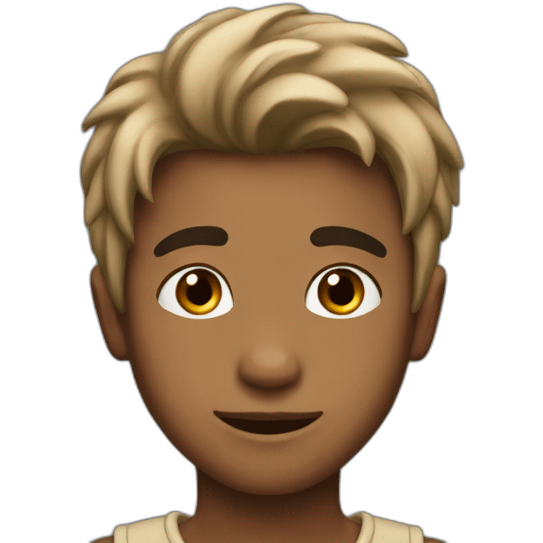 Brown Boy with black hair and imagine emoji