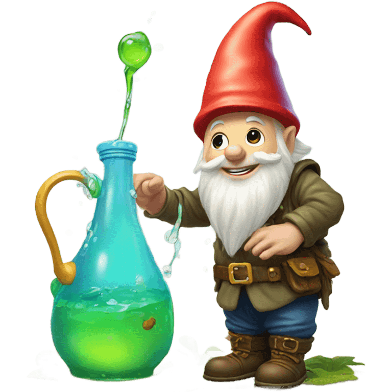 gnome pouring out liquid on the ground from a pitcher emoji