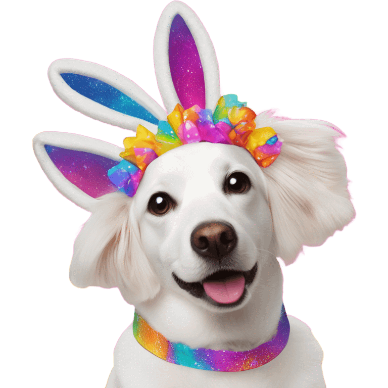 Lisa Frank Easter bunny headband on dog emoji