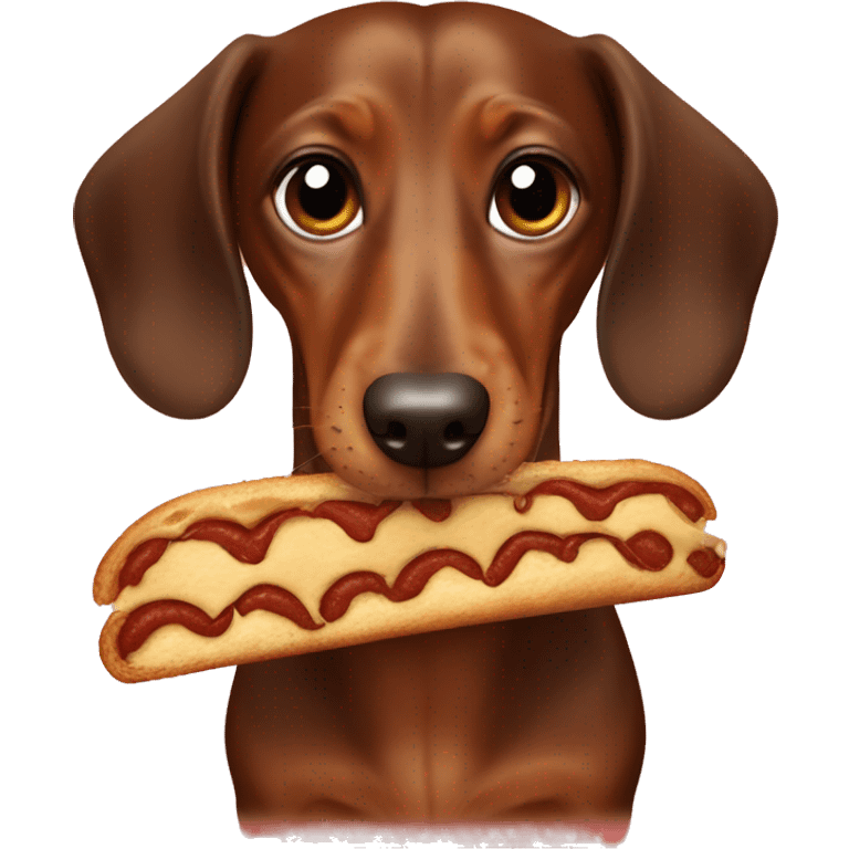 Brown dachshund eating a Dürüm emoji