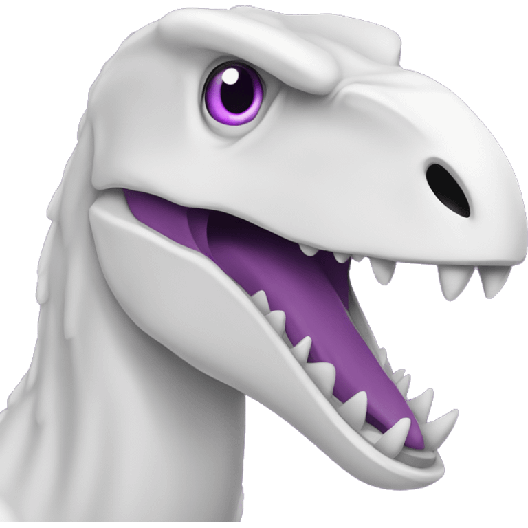 white outlines, purple raptor, in shock, head only emoji