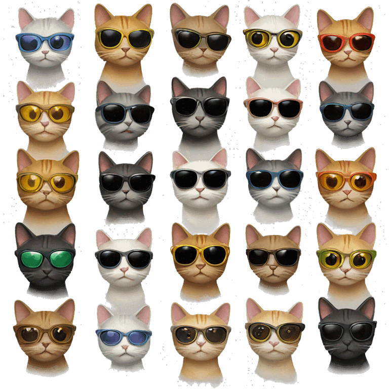 13 happy cats wearing sunglasses emoji