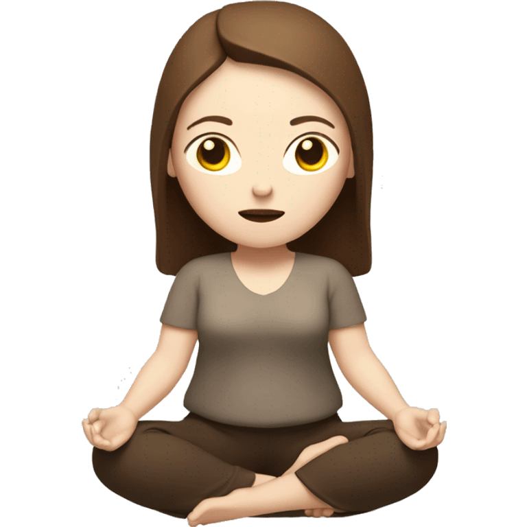 women with white skin and brown hair in a meditation energy emoji