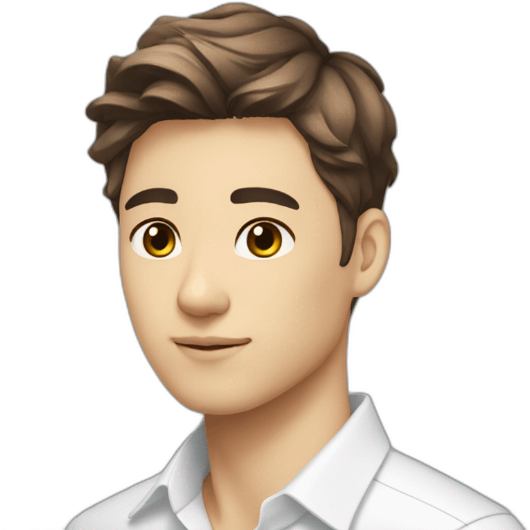 brown medium length hair-white formal shirt-korean guy emoji