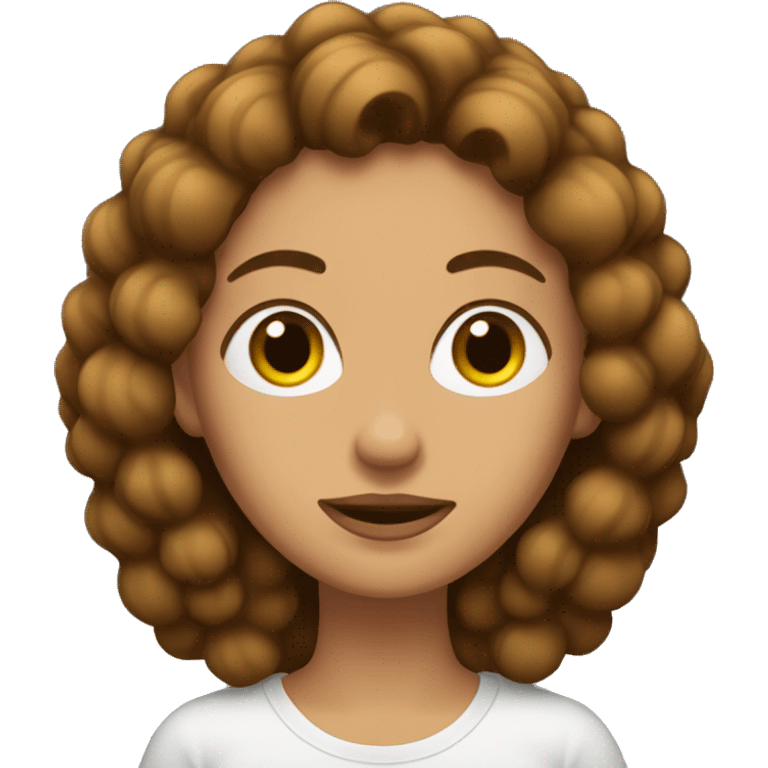 Mujer con rulos pelo castaño oscuro emoji