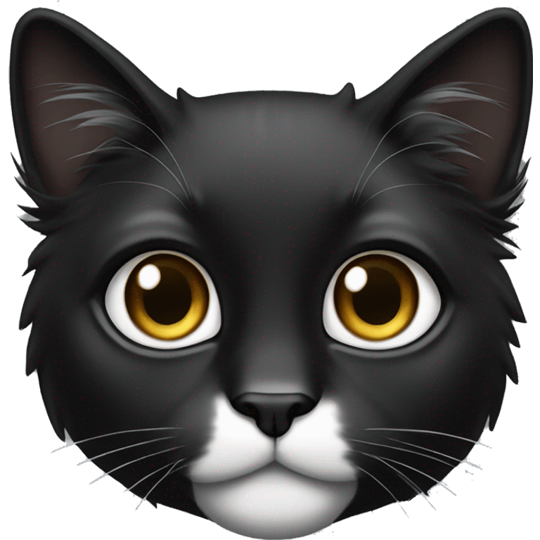 black long hair cat with black and white muzzle emoji