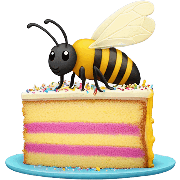 Bee eating birthday cake emoji