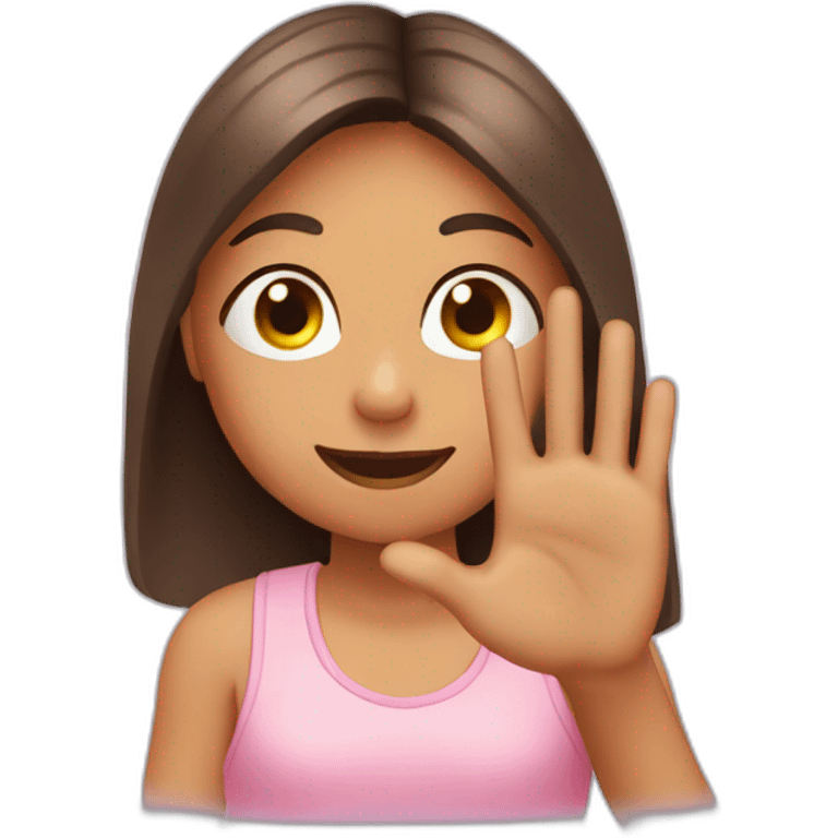 girl showing THREE out of five fingers up on her ONE hand emoji