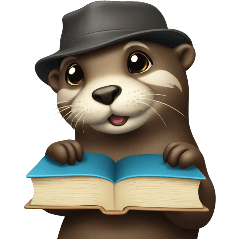 Ein Otter mit einem Stapel Bücher in der Hand  emoji