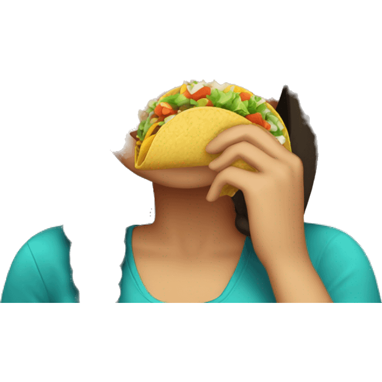 Brunette Girl eating taco emoji