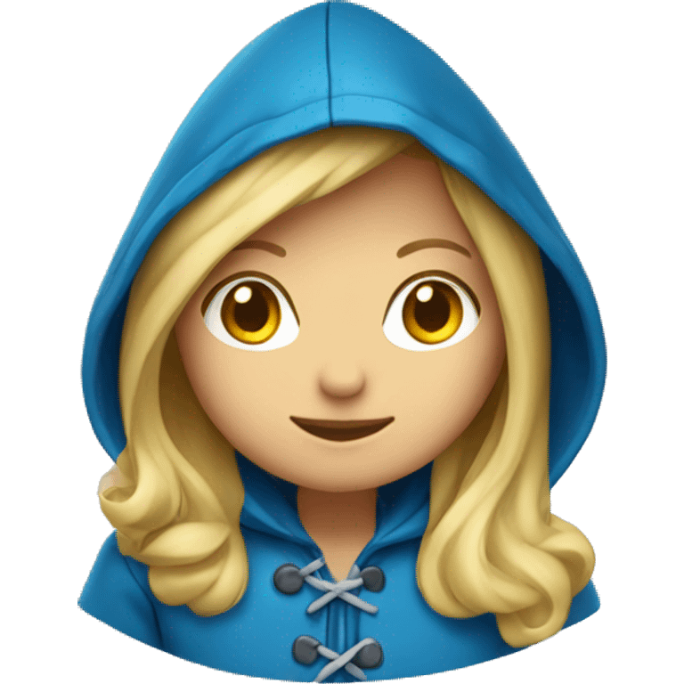 Blond girl with blue raincoat and hood and boots emoji