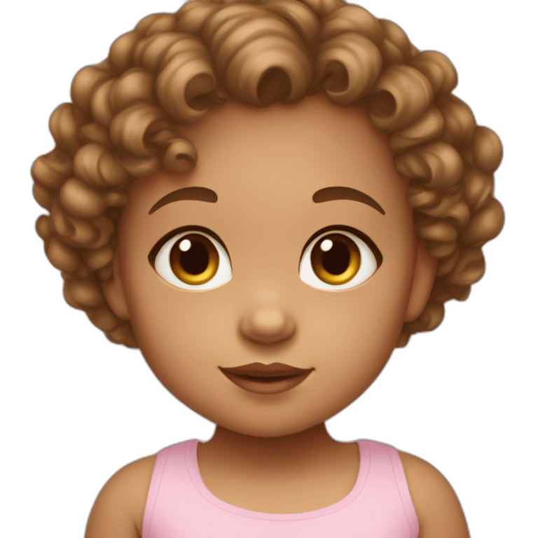 Baby Girl with Brown Short Curls and light skin emoji