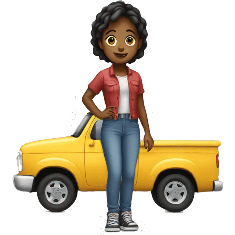 girl standing on truck emoji