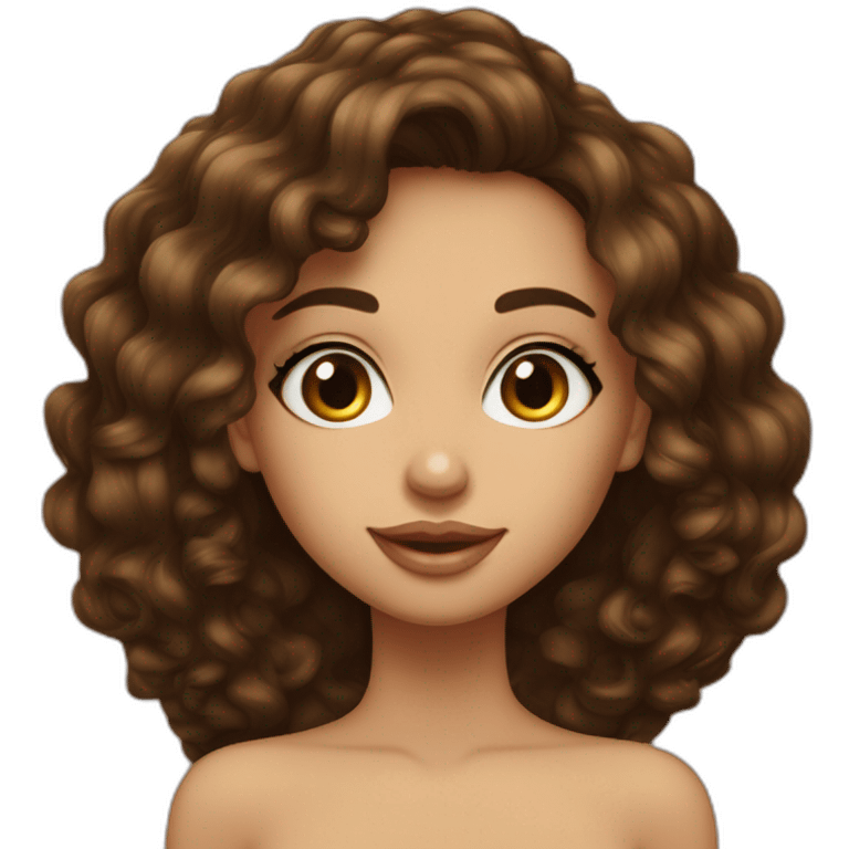 Fille de peau marron cheveux long bouclé de couleur noir marocaine emoji