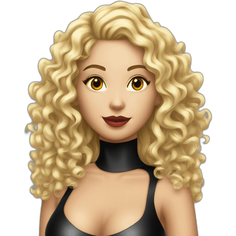 curly-blonde-woman-latex-black-catsuit emoji