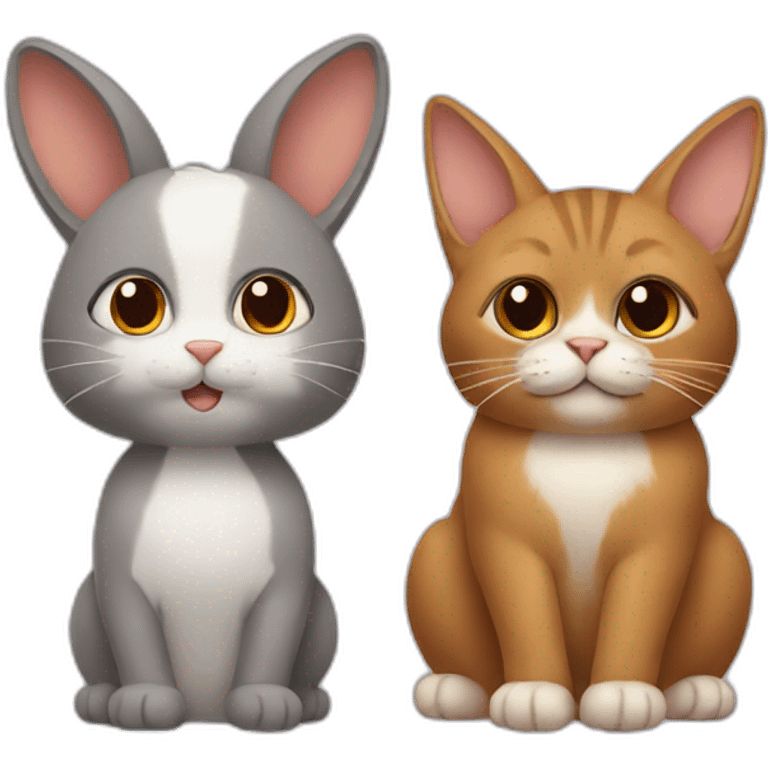 cat and brown rabbit emoji