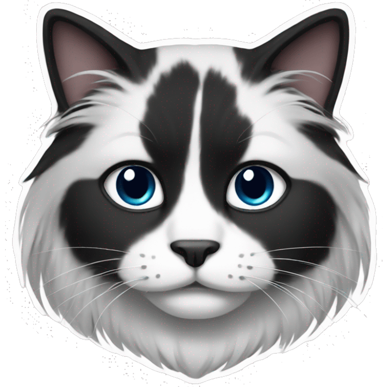 black and white long hair cat emoji