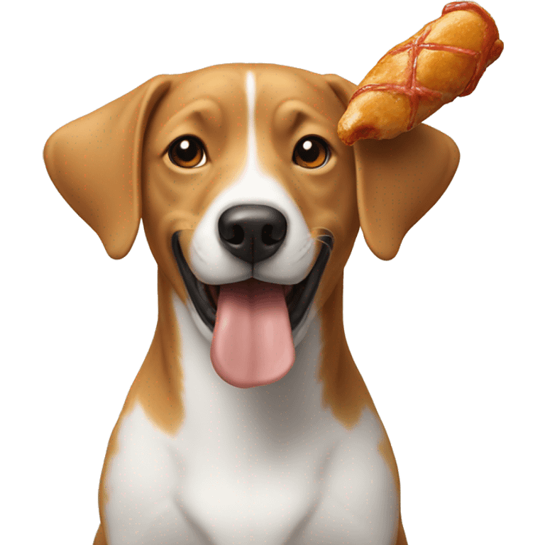 Dog eating a chicken leg emoji