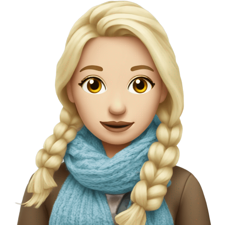 beautiful finnish blonde woman with eyes knitting flower scarf emoji