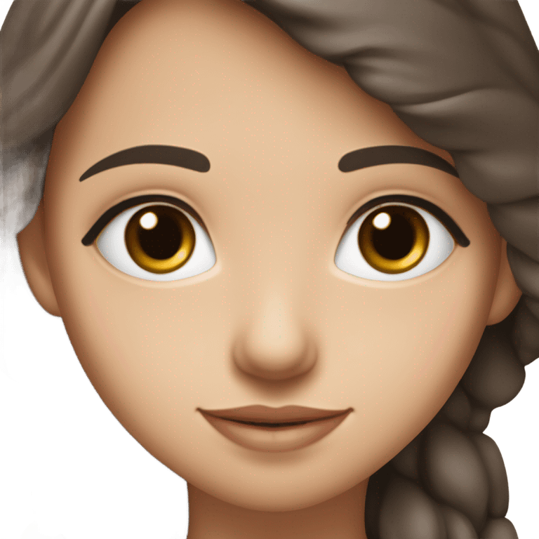 Fille brune au yeux bleu et blanche de peau avec les lèvre rose  emoji