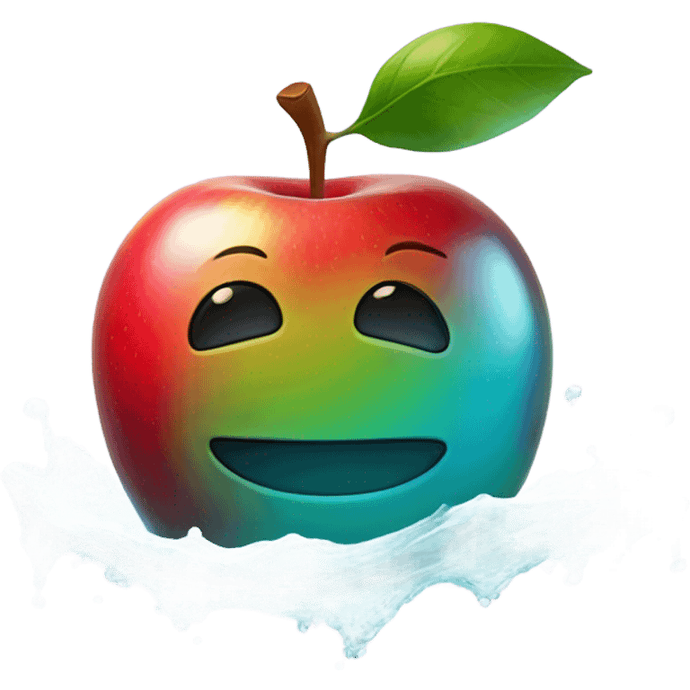 apple with a face in water emoji