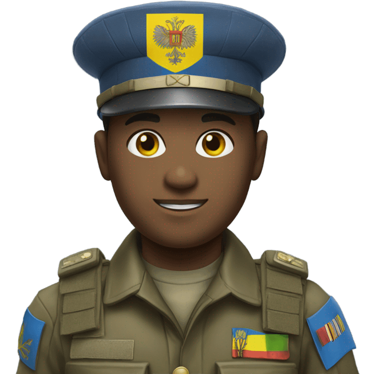 super realistic soldier with Ukrainian flag emoji