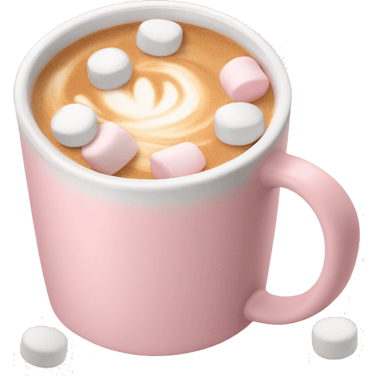 Light Pink mug of latte with marshmallows  emoji