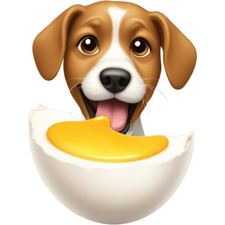 dog eating egg emoji