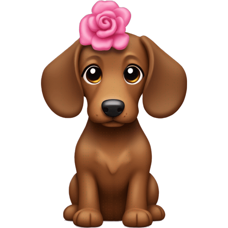 Brauner Dackel mit rosa Schleife  emoji