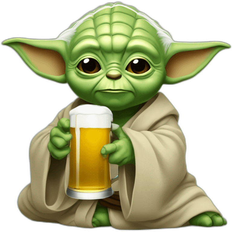 Yoda qui noie une bière emoji