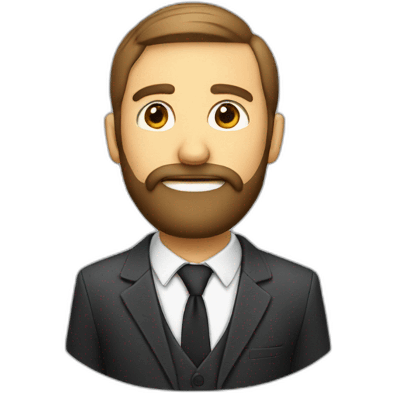 a man with a beard in a suit with a pencil behind his ear emoji