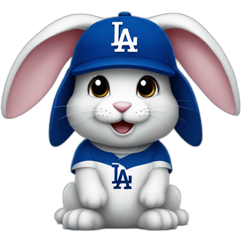 Cute bunny in a dodgers hat emoji