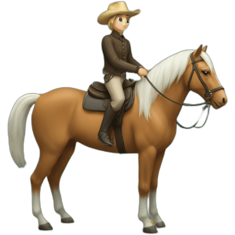 cat on a horse with a fish in hand emoji