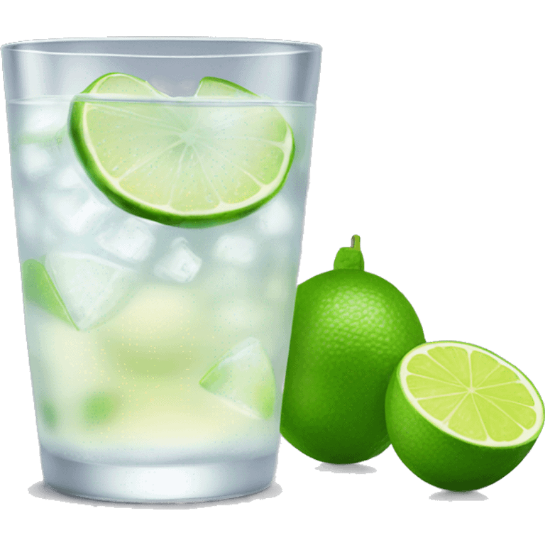 Vodka tonic with a lime in a cute glass emoji