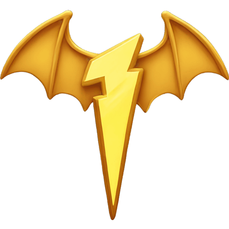 golden lightning bolt with bat wings badge emoji