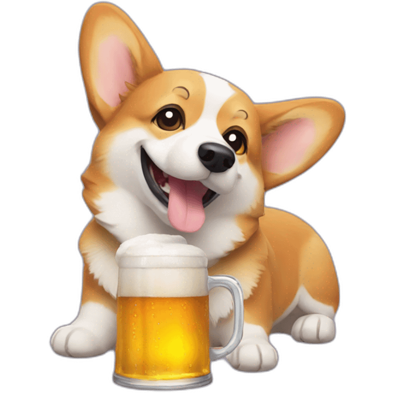 Corgi with a beer emoji