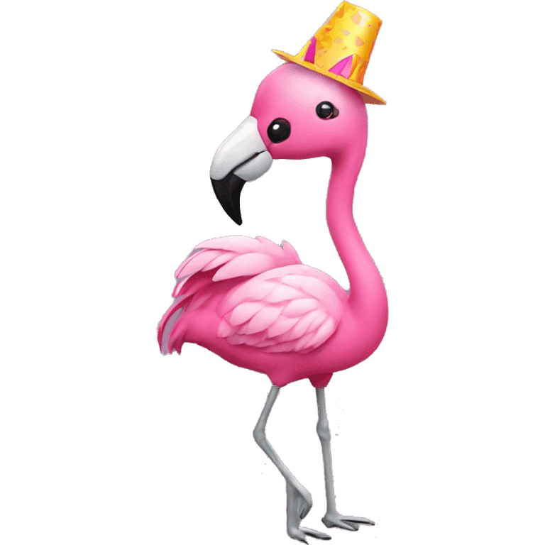 Flamingo with party hat emoji