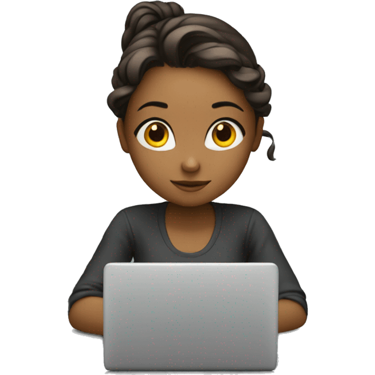 A girl writes code on a laptop emoji