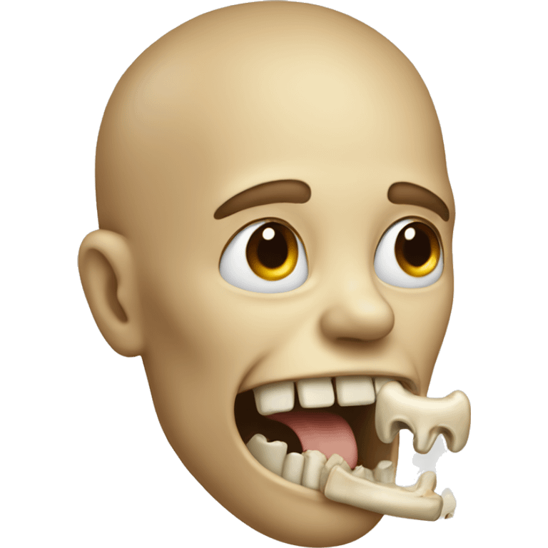 Emoji with bone in mouth emoji