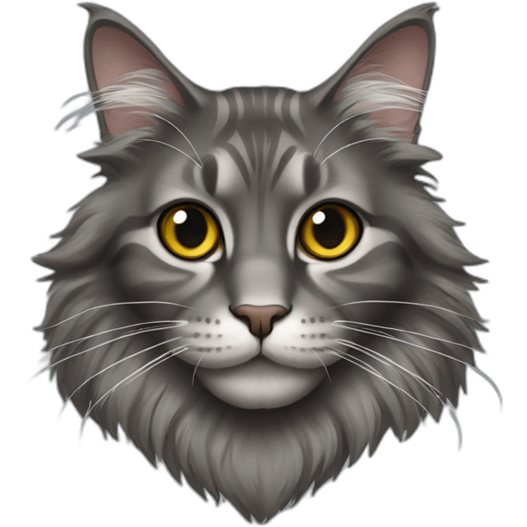 A dark grey maine coon cat emoji