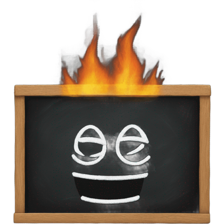 A chalkboard on fire emoji