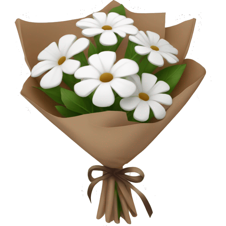 White bouquet with brown wrapping emoji