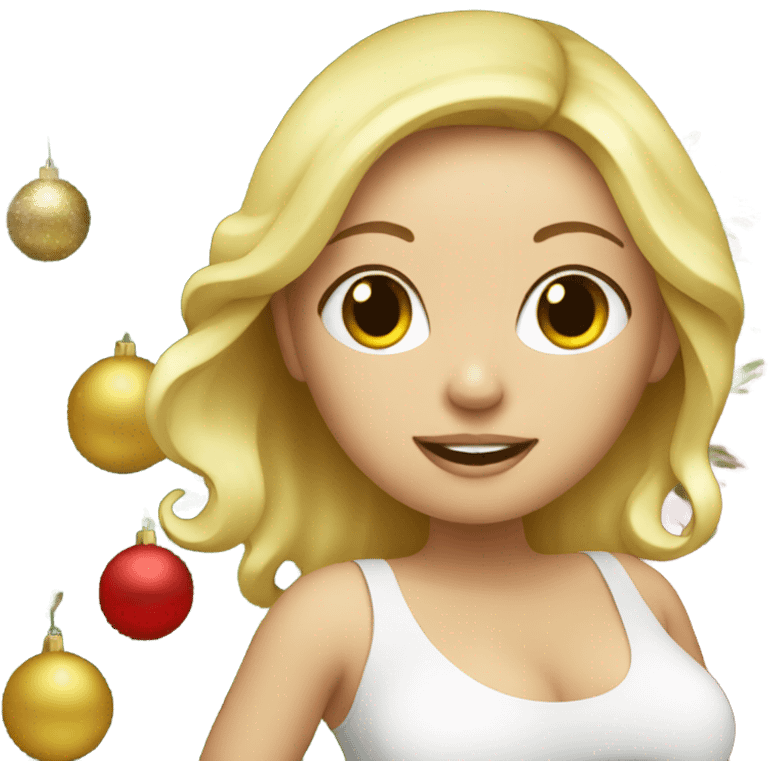 blonde pregnant woman at the Christmas tree emoji